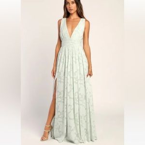 Sweet Sophistication Sage Green Burnout Floral Maxi Dress